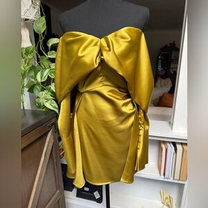 Fashion Nova Gold Satin Mini Dress